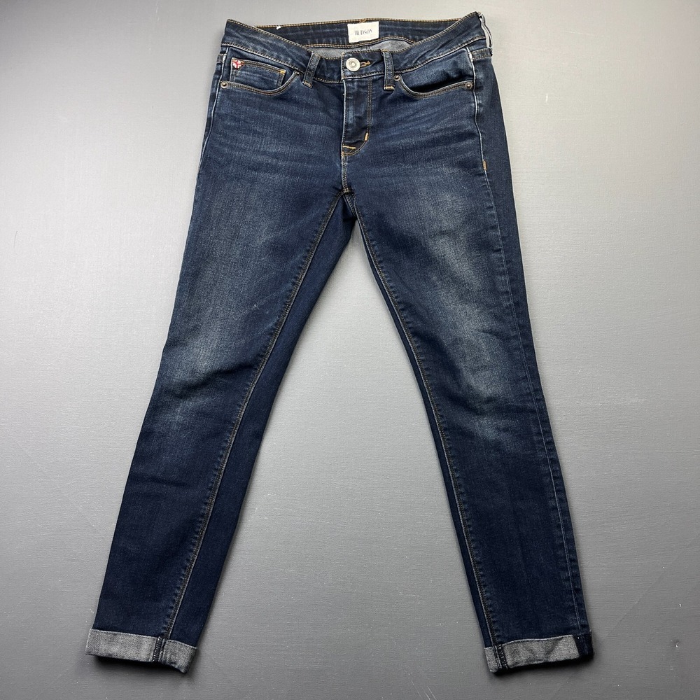 Hudson Harkin Super Skinny Jeans Women's 26 Blue Dark Wash Cuffed Stretch Denim